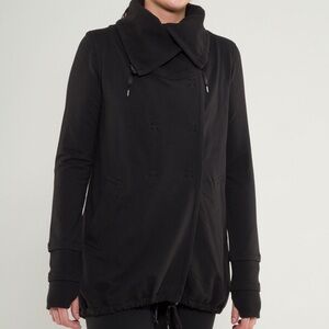 LULULEMON Gratitude Wrap 6 Heather Black Button Up Cotton Terry Slouchy Cardigan
